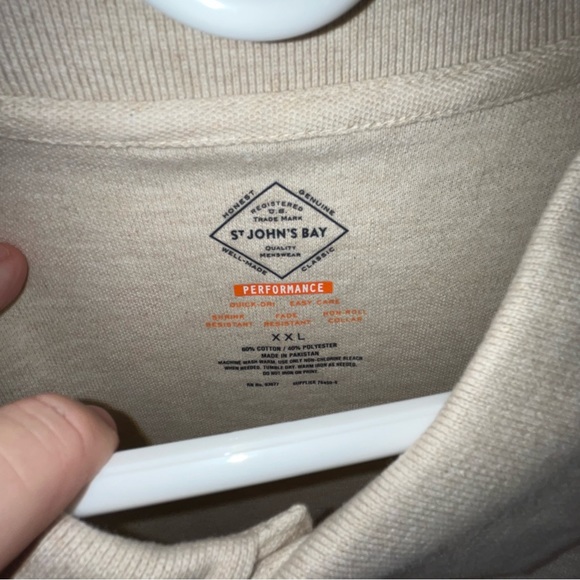 BRAND New ST John's Bay mens Performance polo t-shirt beige Quick dri size XXL - Picture 5 of 5